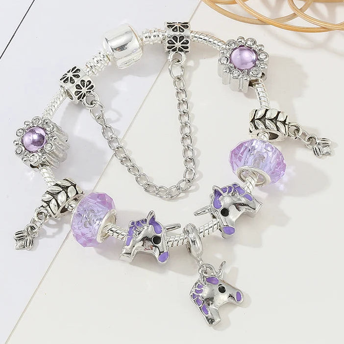 Dreamlight Meadow: The Purple Unicorn Charm Bracelet