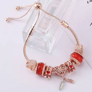 Crimson Café: The Red Murano Coffee Charm Bracelet