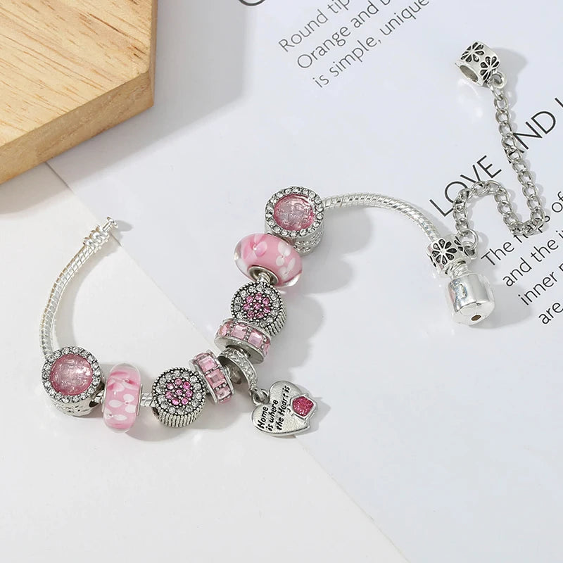 Heart of Home: The Pink Murano Charm Bracelet