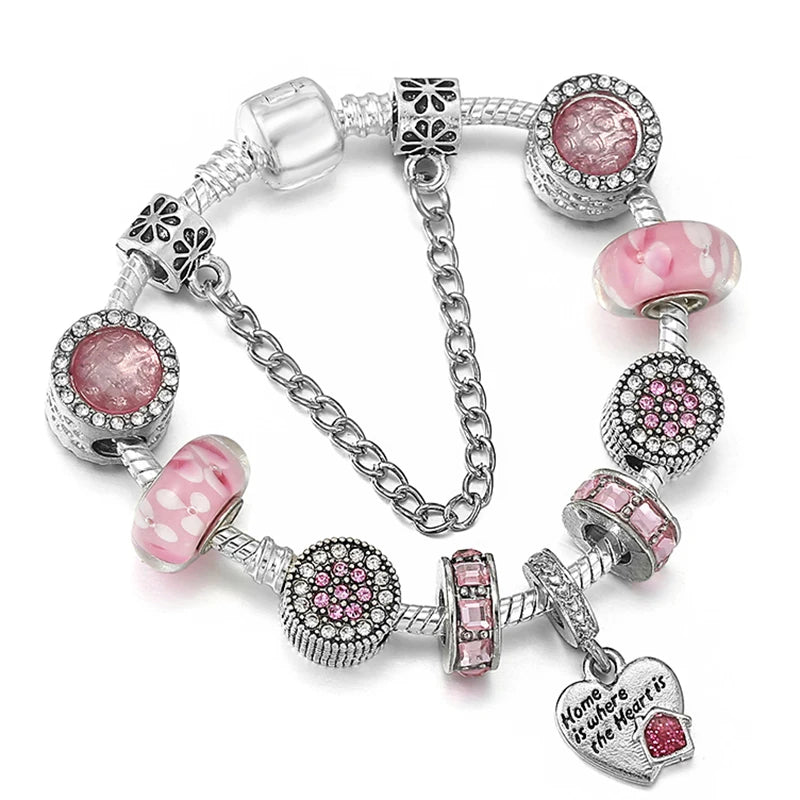 Heart of Home: The Pink Murano Charm Bracelet