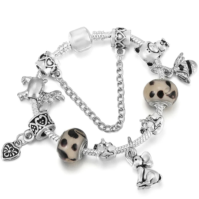 Whimsical Safari: The Silver Animal Charm Bracelet