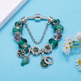 Desert Bloom: The Emerald Cactus Charm Bracelet
