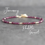 Crimson Dawn: January Rhodolite Garnet Bracelet