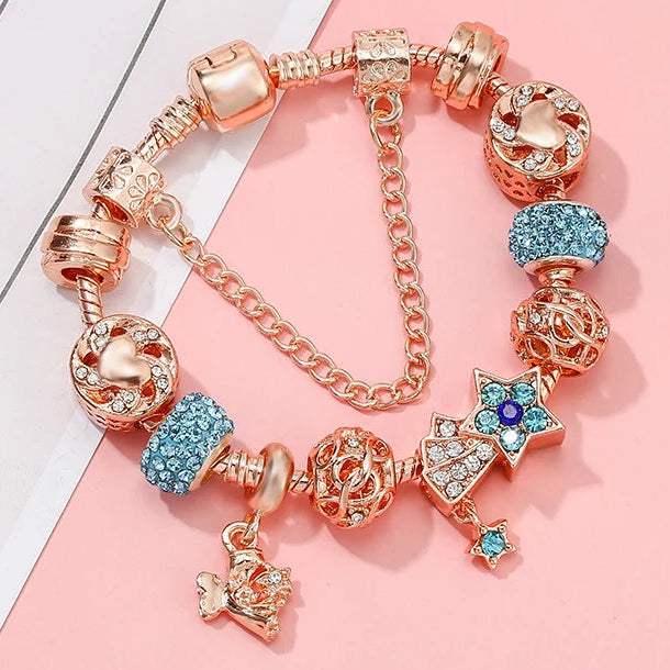 Celestial Glow: The Rose Gold Star Charm Bracelet