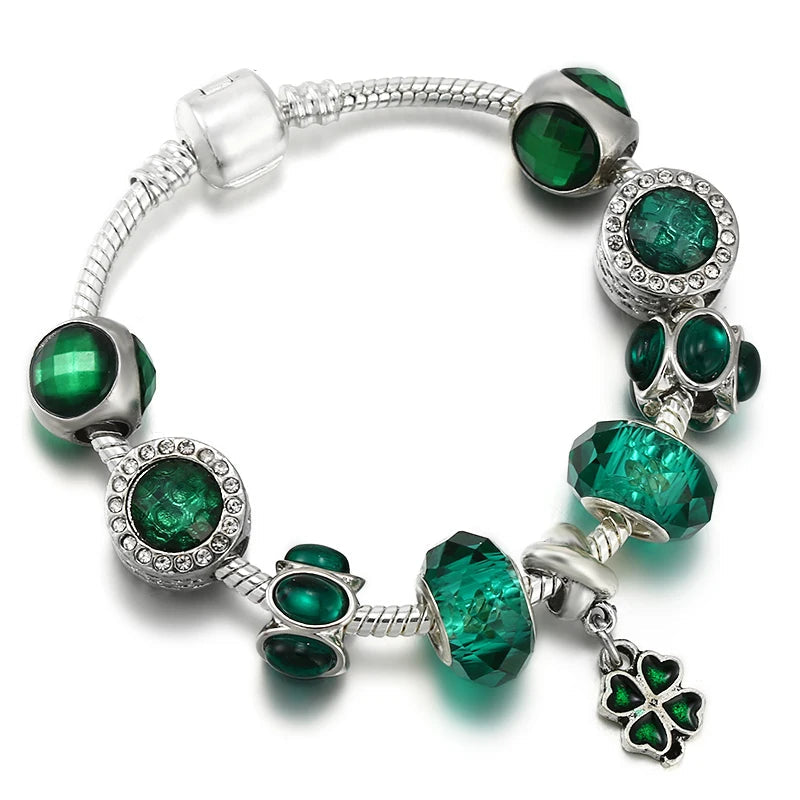 Emerald Whisper: The Murano Charm Bracelet
