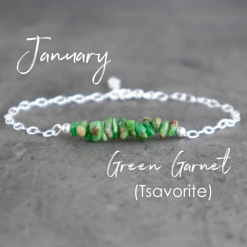 Evergreen Fire: January Green Garnet (Tsavorite) Bracelet