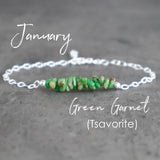 Evergreen Fire: January Green Garnet (Tsavorite) Bracelet