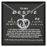 To My Bestie: Heart and Moon Pendant Necklace