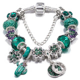 Desert Bloom: The Emerald Cactus Charm Bracelet
