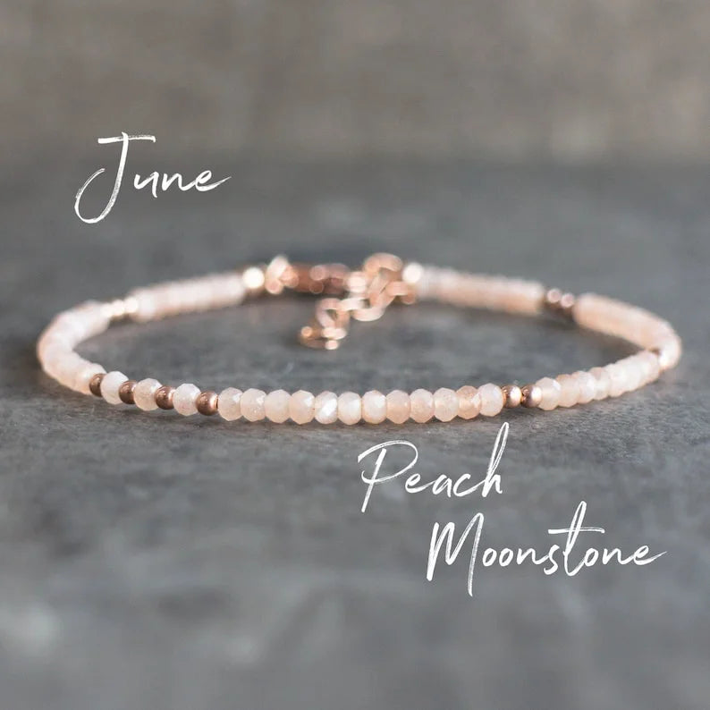 Soft Dawn: June Peach Moonstone Bracelet