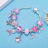 Lunar Petals: The Pink Butterfly Charm Bracelet