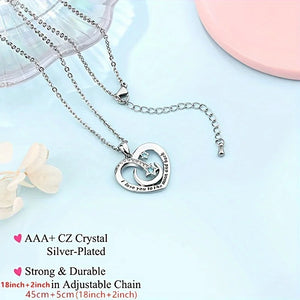 To My Sister: Moon and Heart Pendant Necklace