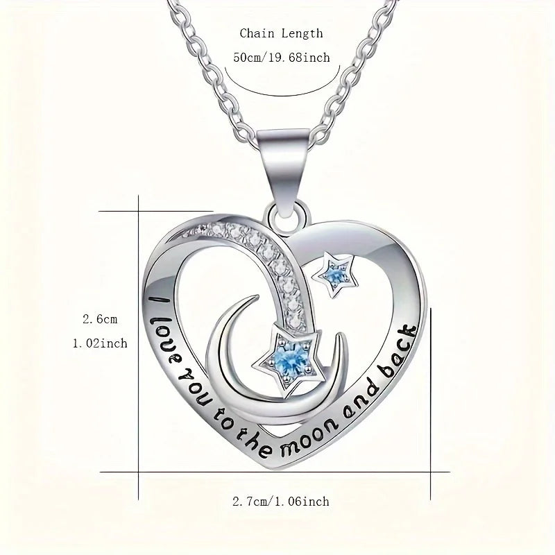 To My Bestie: Heart and Moon Pendant Necklace