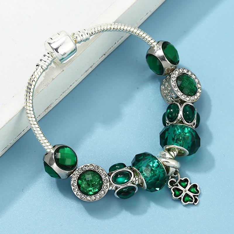 Emerald Whisper: The Murano Charm Bracelet