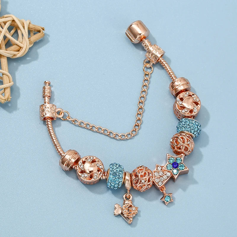 Celestial Glow: The Rose Gold Star Charm Bracelet